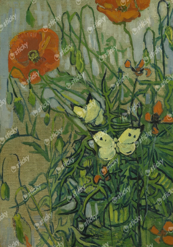 Πινακας σε καμβά VAN GOGH - BUTTERFLIES AND POPPIES