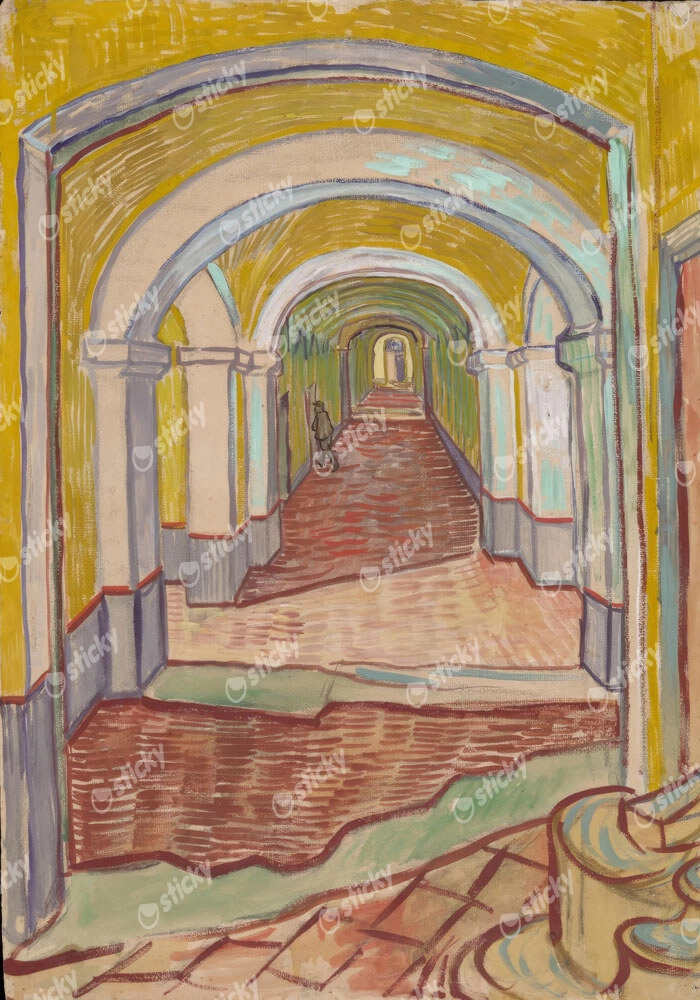 Πινακας σε καμβά VAN GOGH - CORRIDOR IN THE ASYLUM