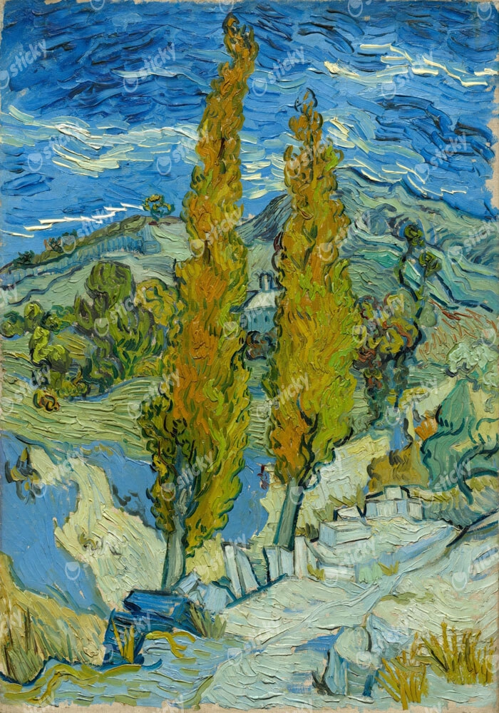 Πινακας σε καμβά VAN GOGH - TWO POPLARS IN THE ALPILLES NEAR SAINT-RÉMY