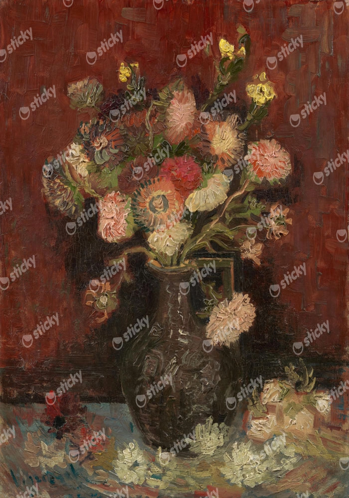 Πινακας σε καμβά VAN GOGH - VASE WITH CHINESE ASTERS AND GLADIOLI