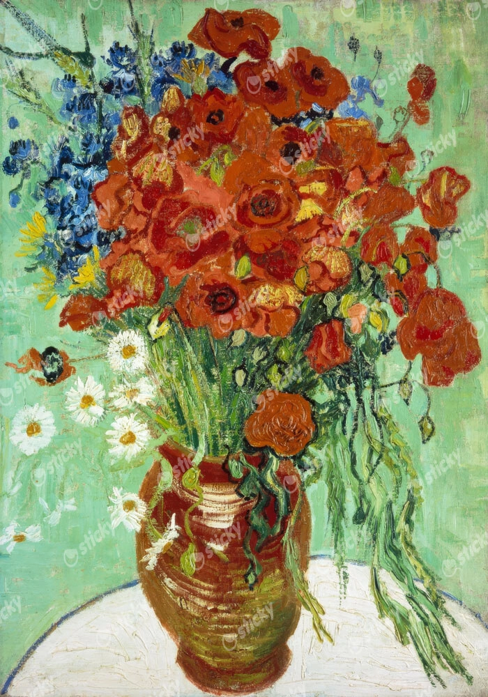 Πινακας σε καμβά VAN GOGH - VASE WITH DAISIES AND POPPIES