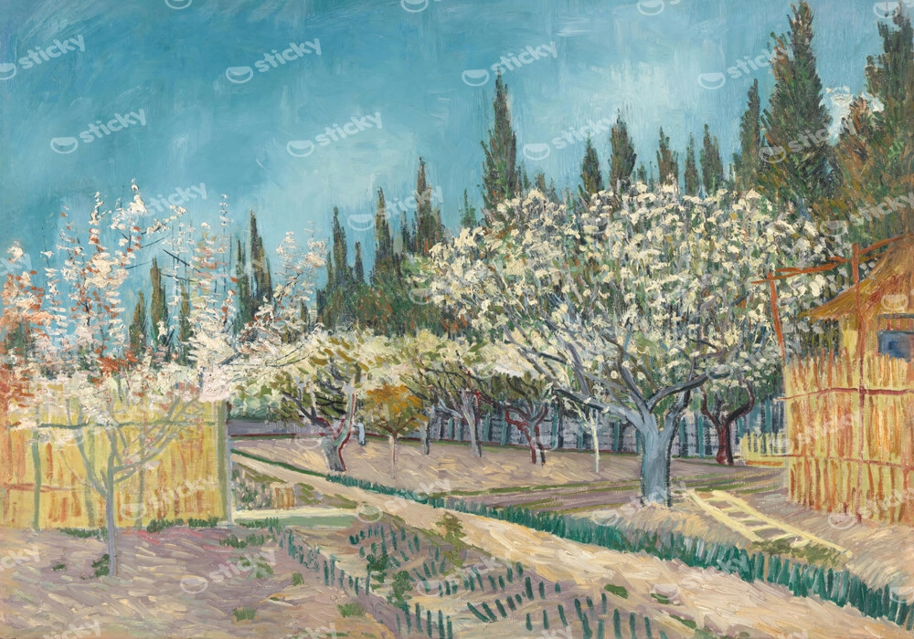 Πινακας σε καμβά VAN GOGH - ORCHARD BORDERED BY CYPRESSES