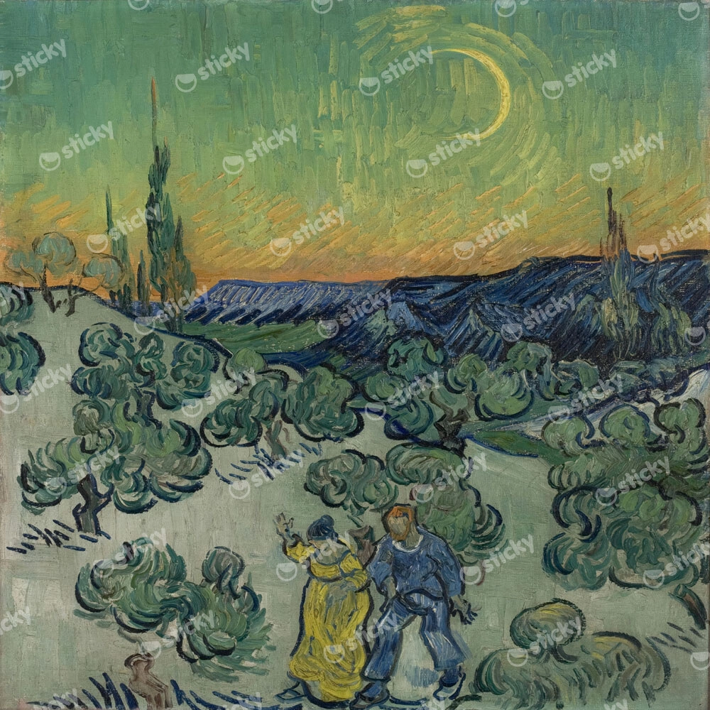 Πίνακας σε καμβά VAN GOGH - A WALK AT TWILIGHT
