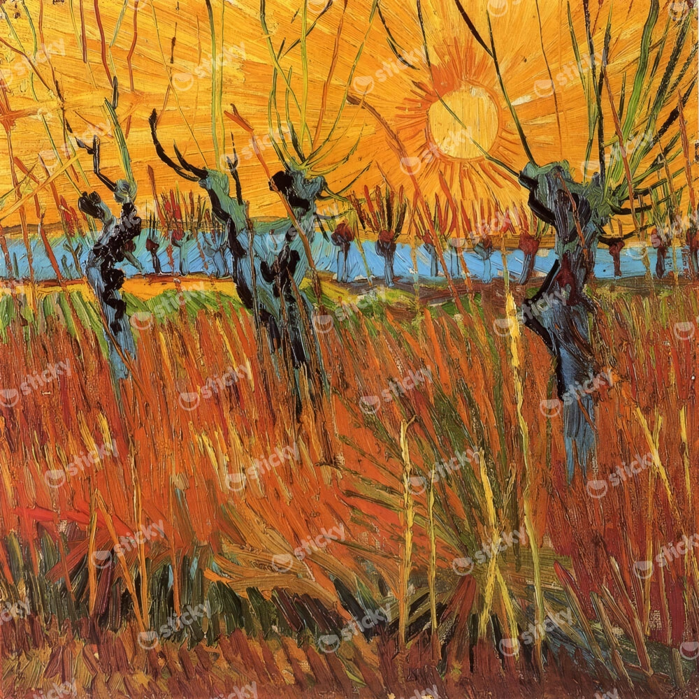 Πίνακας σε καμβά VAN GOGH - WILLOWS AT SUNSET
