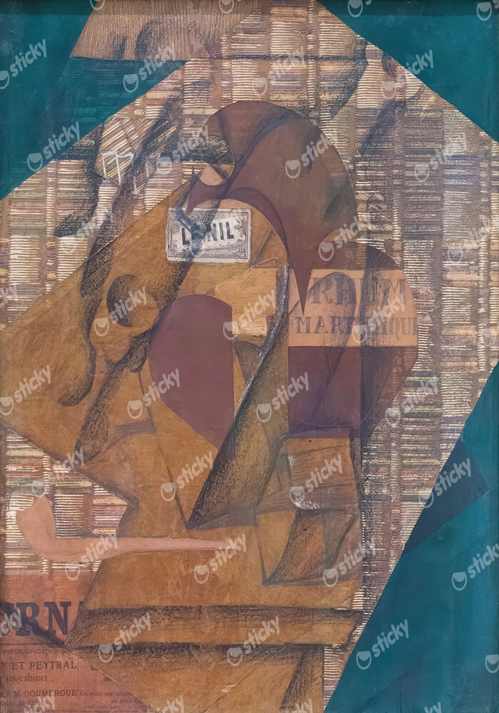 Πινακας σε καμβά JUAN GRIS - BOTTLE OF RUM AND NEWSPAPER