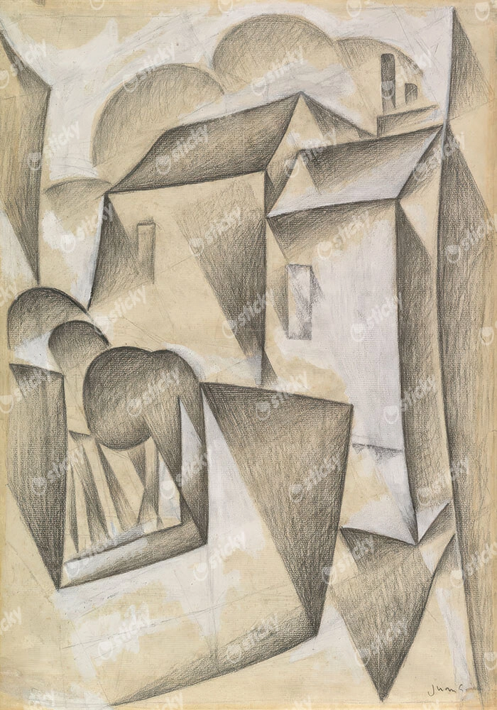Πινακας σε καμβά JUAN GRIS - HOUSES IN PARIS PLACE RAVIGNAN