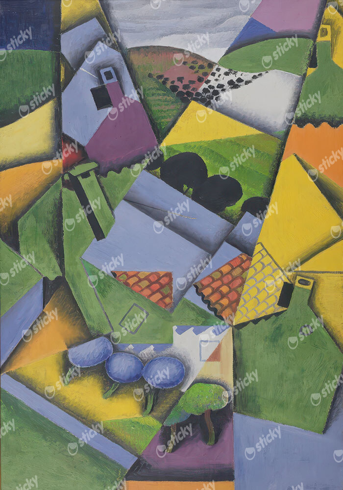 Πινακας σε καμβά JUAN GRIS - LANDSCAPE WITH HOUSES AT CERET