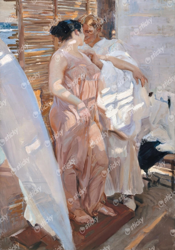 Πινακας σε καμβά JOAQUIN SOROLLA - THE PINK ROBE AFTER THE BATH