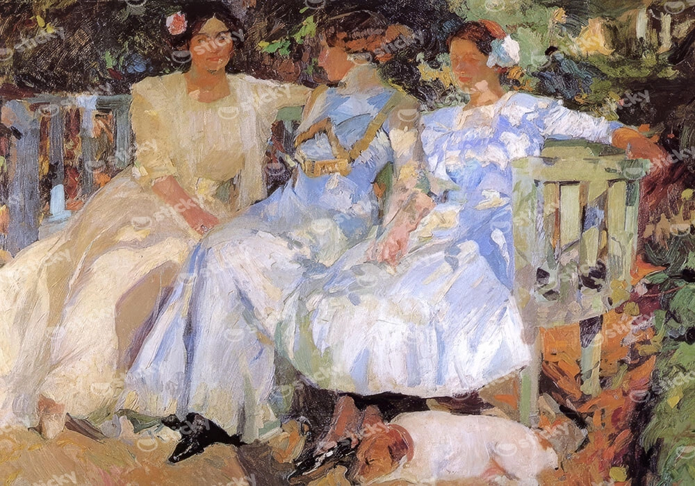 Πινακας σε καμβά JOAQUIN SOROLLA - MY WIFE AND DAUGHTERS IN THE GARDEN