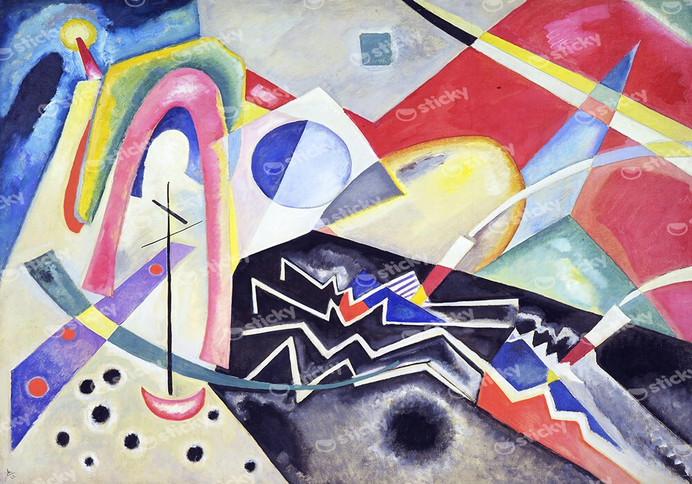 Πινακας σε καμβά KANDINSKY - WHITE ZIG ZAGS