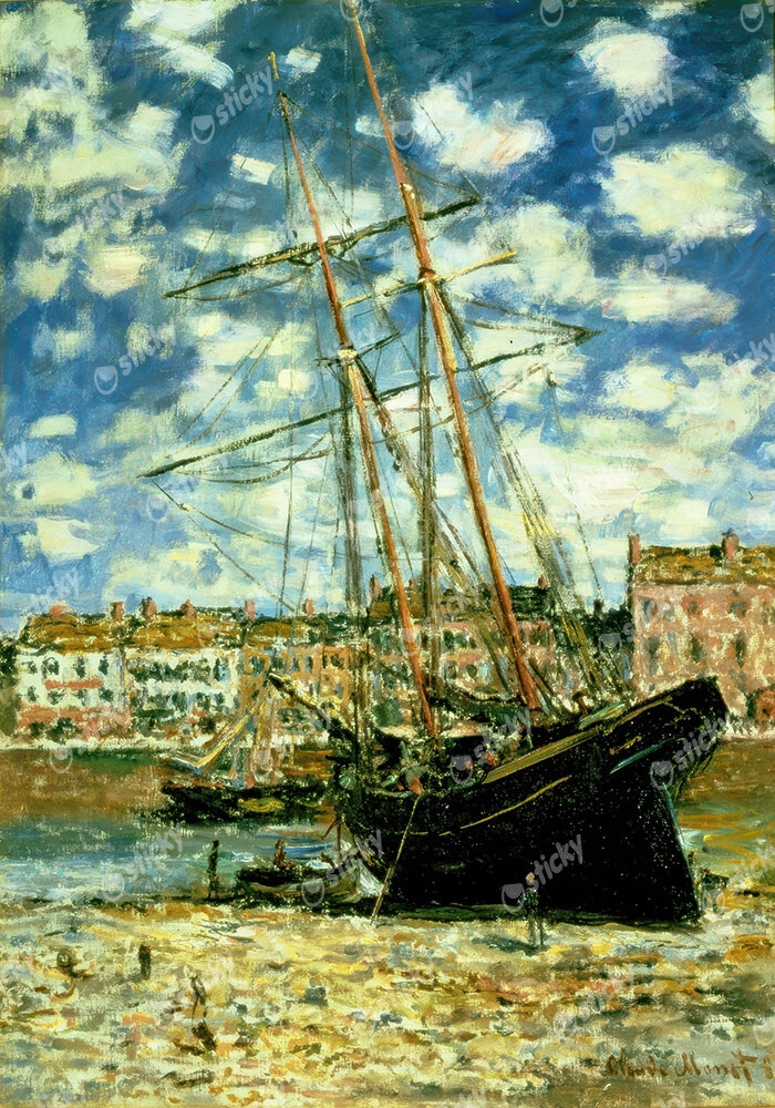 Πινακας σε καμβά MONET - BOAT LYING AT LOW TIDE