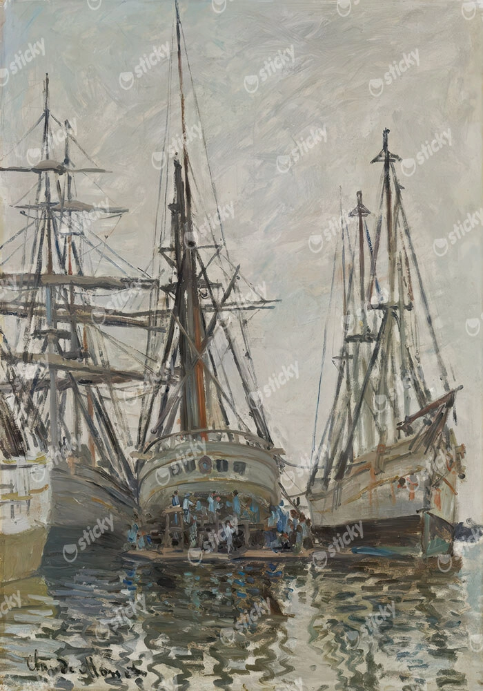 Πινακας σε καμβά MONET - BOATS IN A HARBOUR