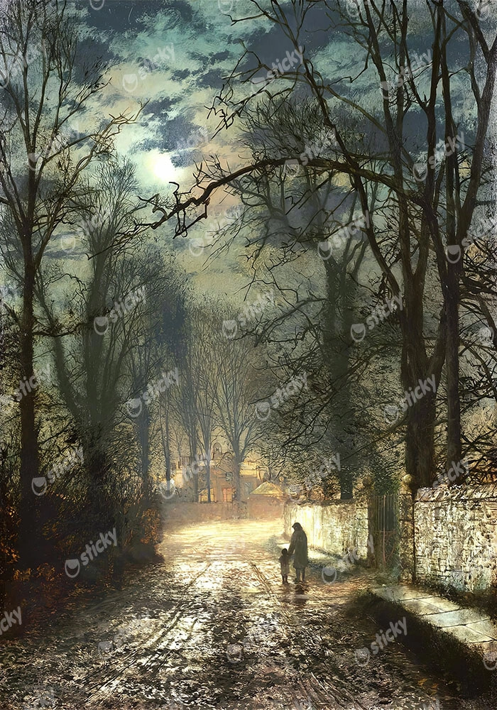 Πινακας σε καμβά JOHN ATKINSON - A MOONLIT LANE