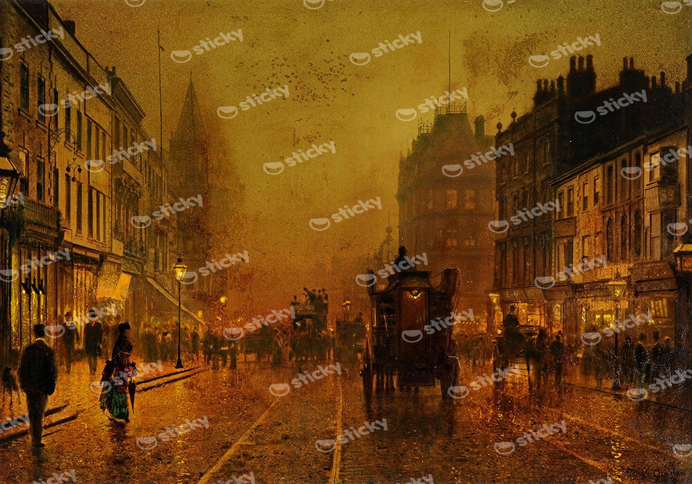 Πινακας σε καμβά JOHN ATKINSON - A STREET AT NIGHT