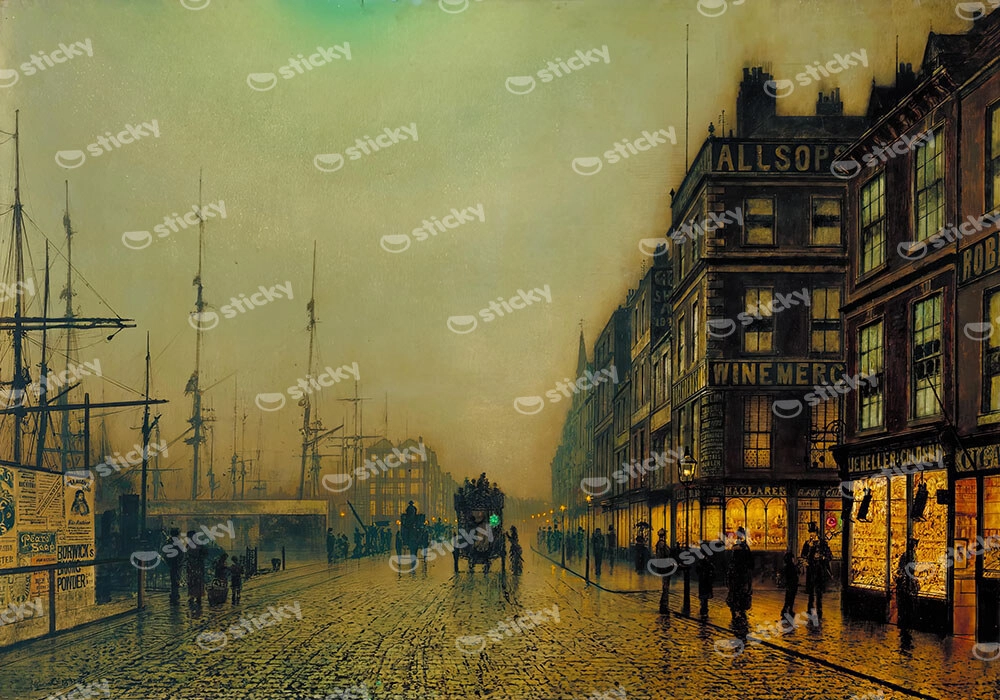 Πινακας σε καμβά JOHN ATKINSON - LIVERPOOL QUAY BY MOONLIGHT