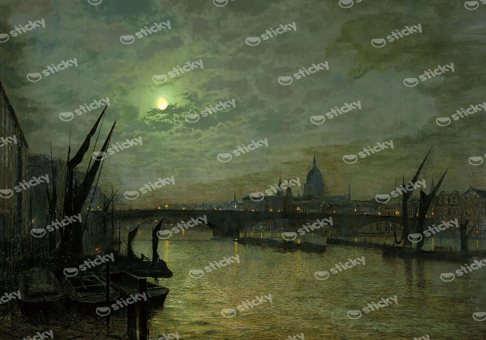 Πινακας σε καμβά JOHN ATKINSON - THE THAMES BY MOONLIGHT