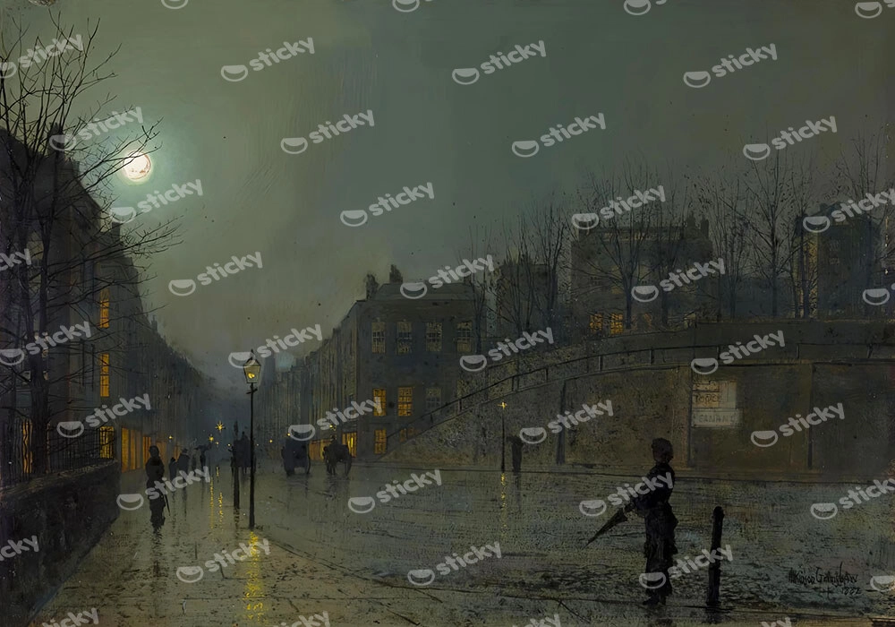 Πινακας σε καμβά JOHN ATKINSON - VIEW OF HEATH STREET BY NIGHT