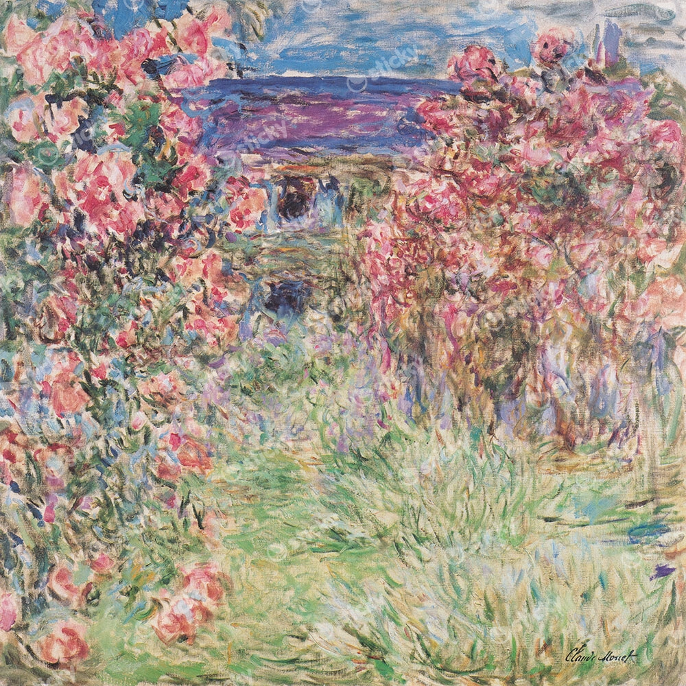 Πίνακας σε καμβά MONET - THE HOUSE AMONG THE ROSES