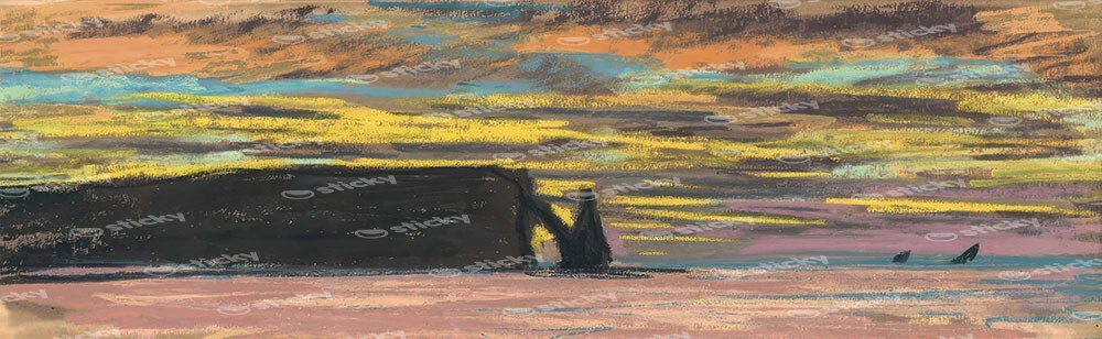 Πίνακας Πανοραμικός σε καμβά MONET - SUNSET AT ETRETAT