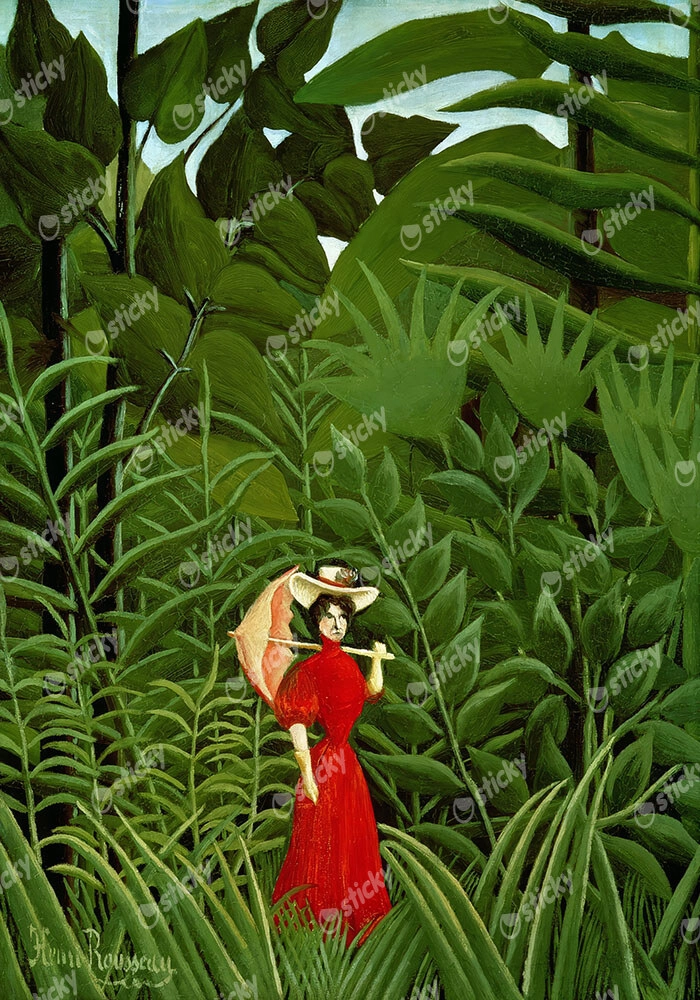 Πινακας σε καμβά HENRI ROUSSEAU - WOMAN IN RED IN THE FOREST