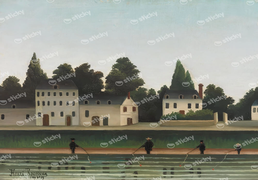 Πινακας σε καμβά HENRI ROUSSEAU - LANDSCAPE AND FOUR FISHERMEN
