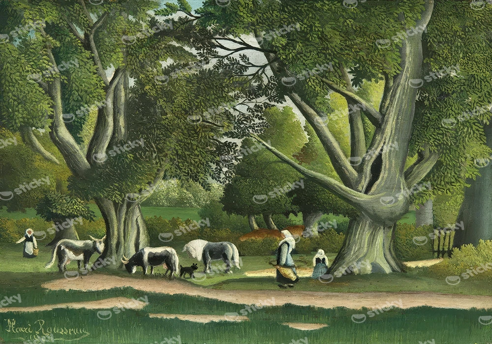 Πινακας σε καμβά HENRI ROUSSEAU - LANDSCAPE WITH MILKMAIDS