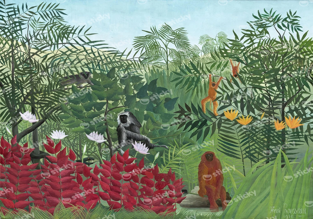 Πινακας σε καμβά HENRI ROUSSEAU - TROPICAL FOREST WITH MONKEYS