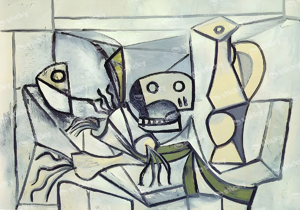 Πινακας σε καμβά PICASSO - STILL LIFE WITH SKULL LEEKS AND PITCHER