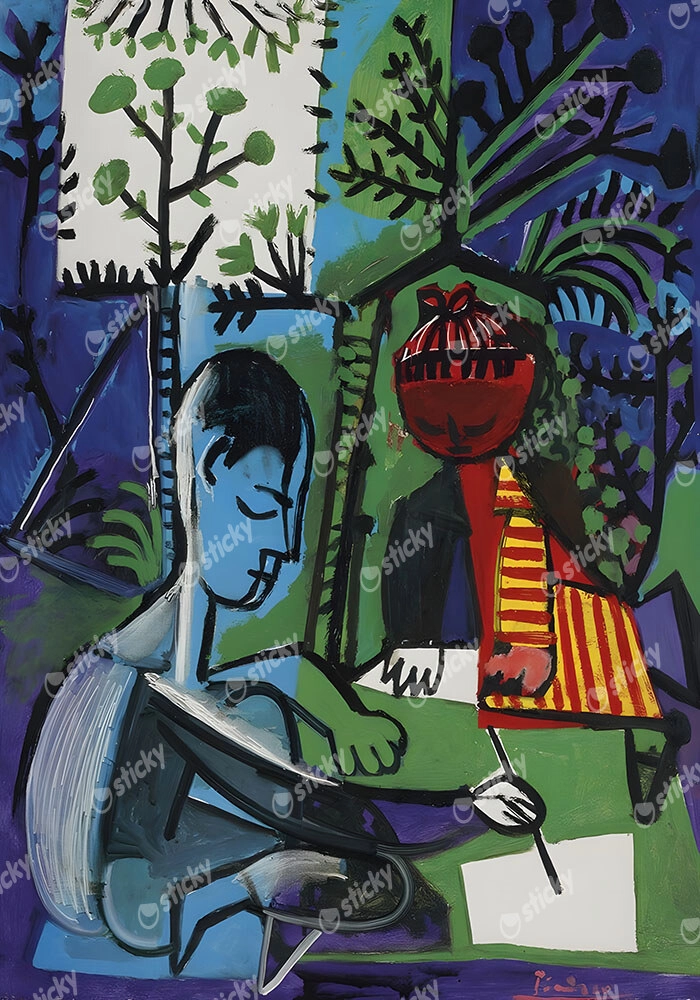 Πινακας σε καμβά PICASSO - CLAUDE DRAWING FRANCOISE AND PALOMA