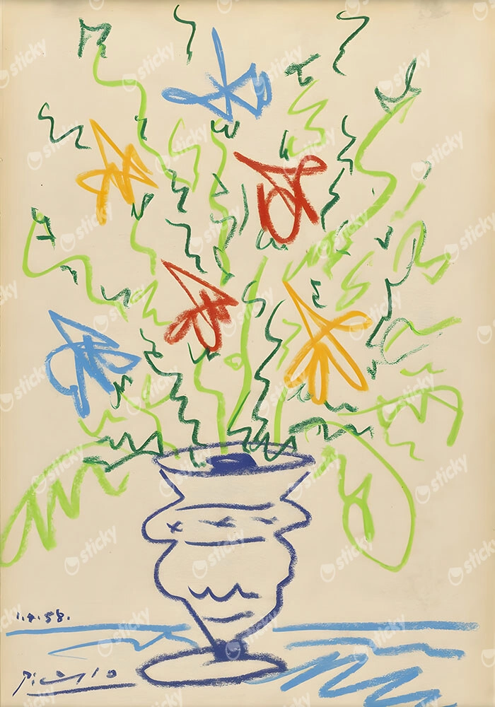 Πινακας σε καμβά PICASSO - DRAWING OF FLOWERS IN A VASE