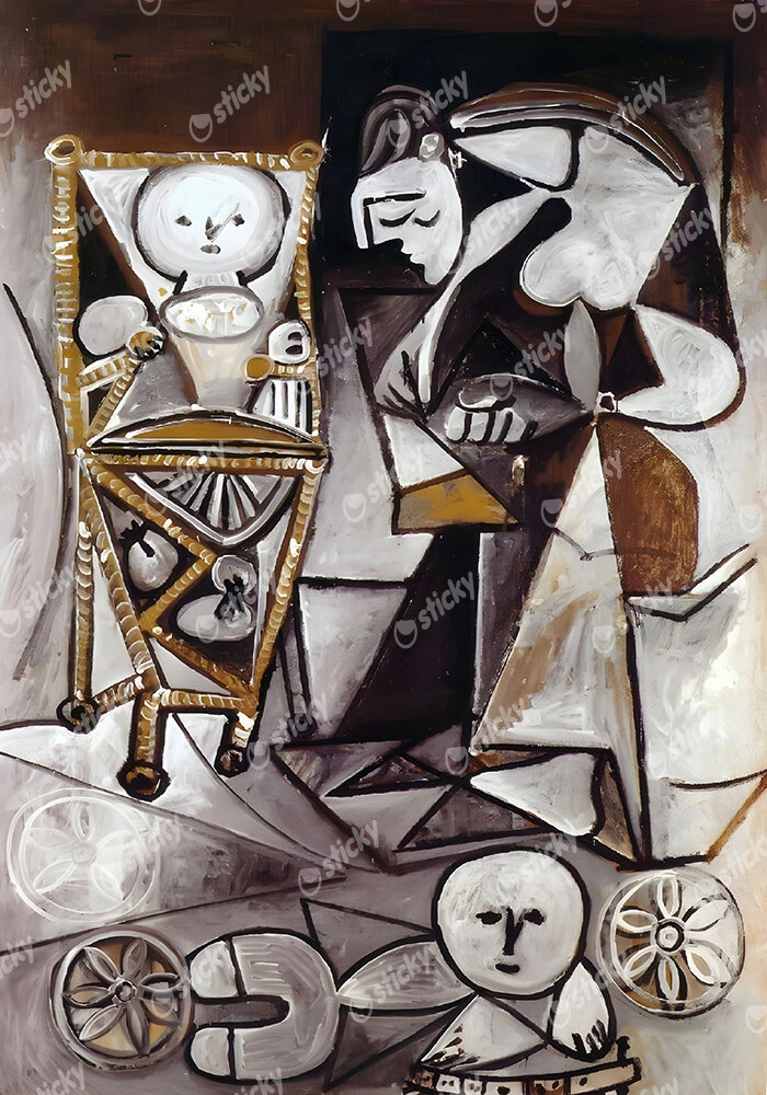 Πινακας σε καμβά PICASSO - DRAWING WOMAN SURROUNDED BY HER CHILDREN