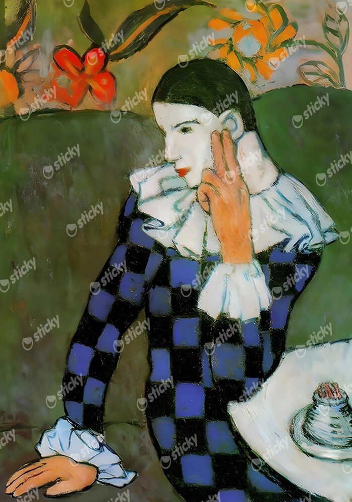 Πινακας σε καμβά PICASSO - SEATED HARLEQUIN
