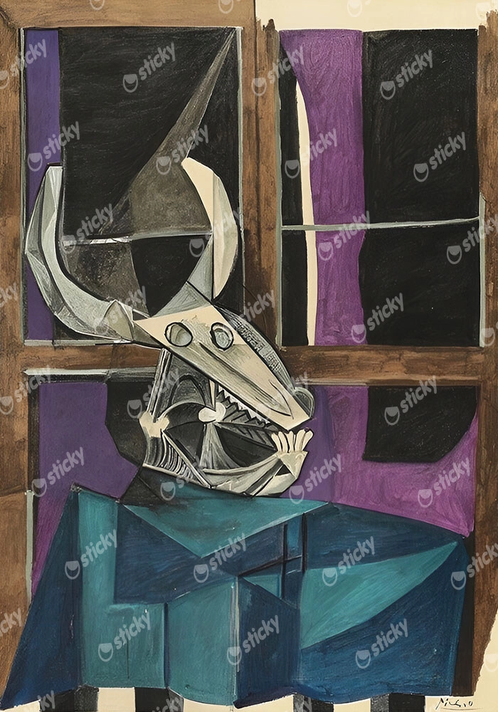 Πινακας σε καμβά PICASSO - STILL LIFE WITH BULL'S SKULL