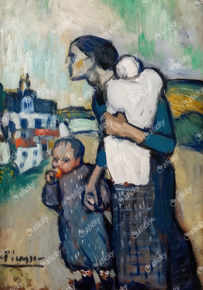 Πινακας σε καμβά PICASSO - THE MOTHER LEADING TWO CHILDREN