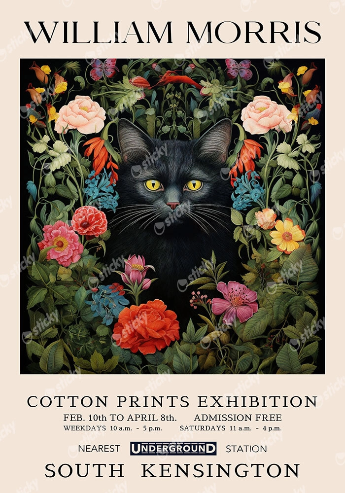 Πινακας σε καμβά WILLIAM MORRIS - BLACK CAT