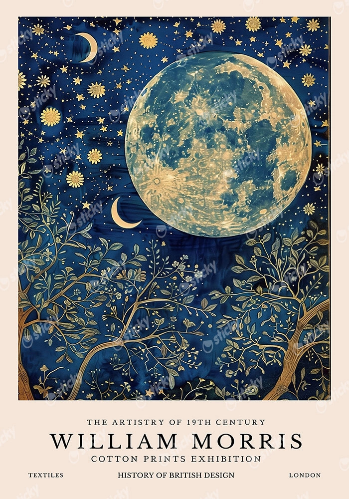 Πινακας σε καμβά WILLIAM MORRIS - BLUE MOON AND STARS 1