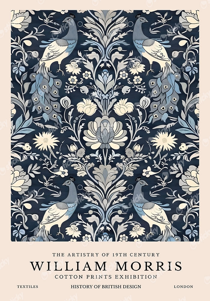 Πινακας σε καμβά WILLIAM MORRIS - BLUE PEACOCK PATTERN 1