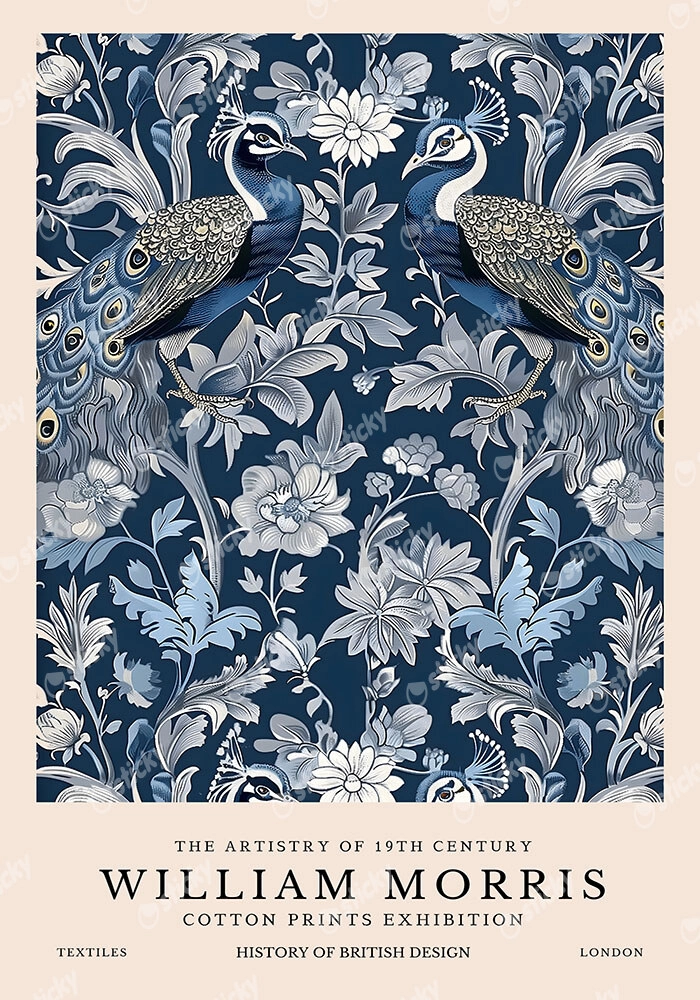 Πινακας σε καμβά WILLIAM MORRIS - BLUE PEACOCK PATTERN 2