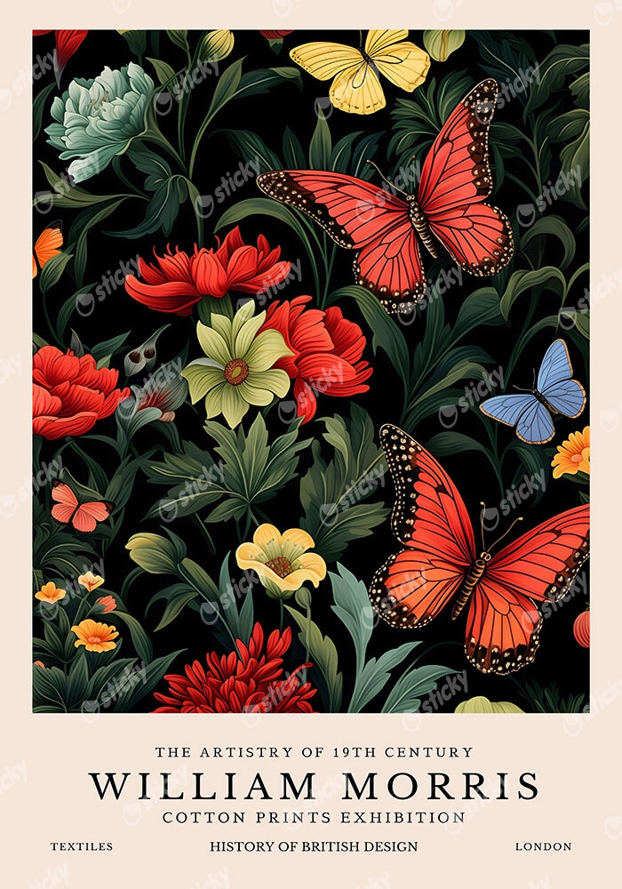 Πινακας σε καμβά WILLIAM MORRIS - BUTTERFLIES