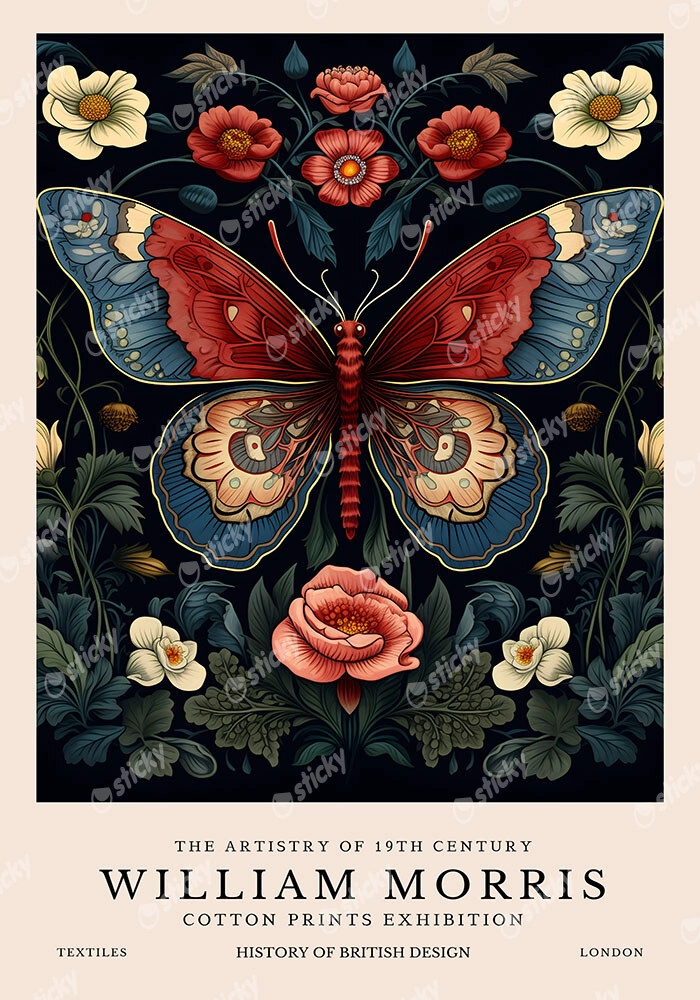 Πινακας σε καμβά WILLIAM MORRIS - BUTTERFLY 1