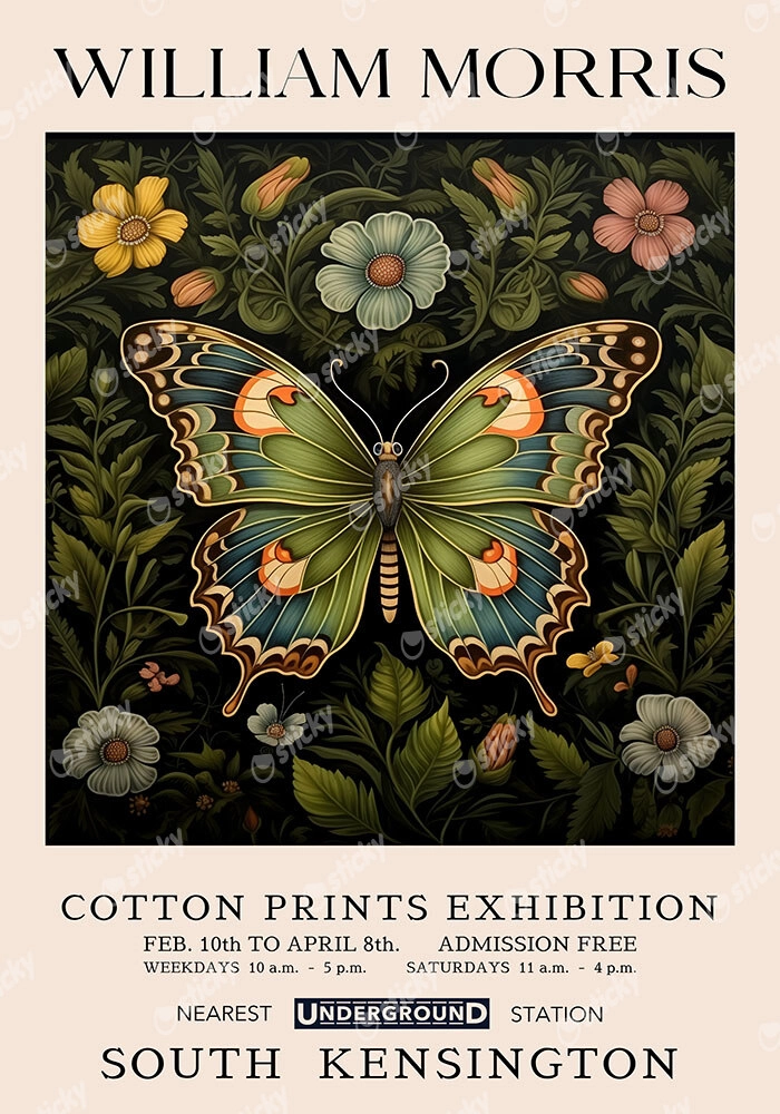 Πινακας σε καμβά WILLIAM MORRIS - BUTTERFLY 2