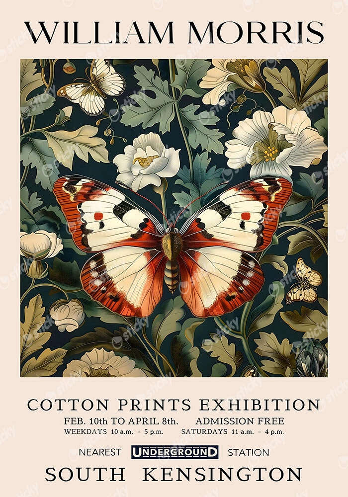 Πινακας σε καμβά WILLIAM MORRIS - BUTTERFLY 8