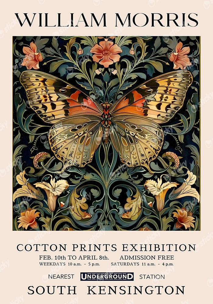 Πινακας σε καμβά WILLIAM MORRIS - BUTTERFLY 9