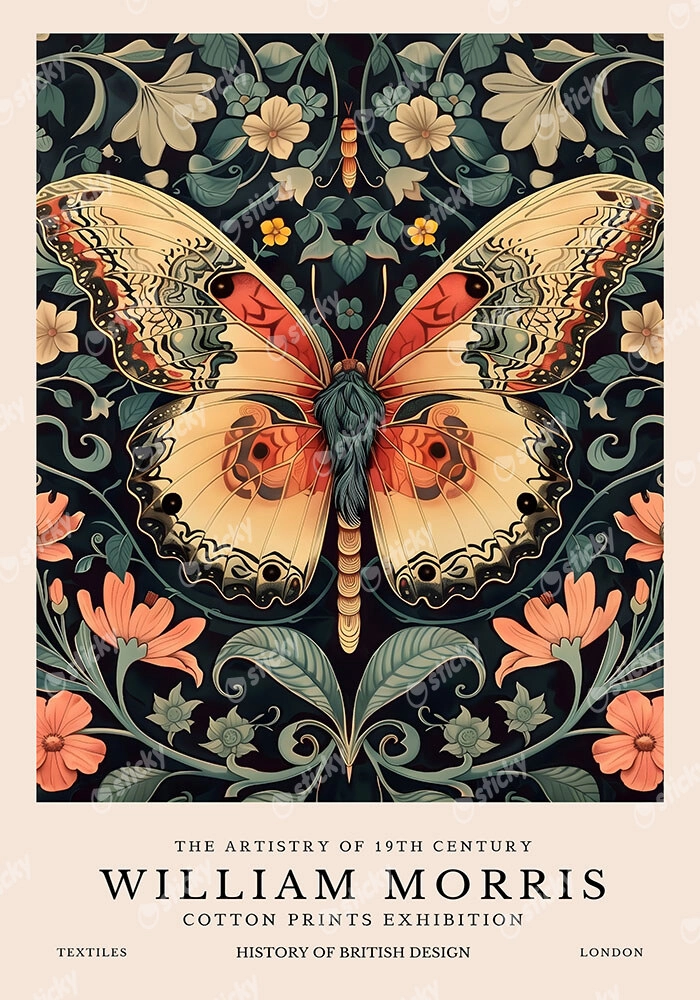 Πινακας σε καμβά WILLIAM MORRIS - BUTTERFLY 16