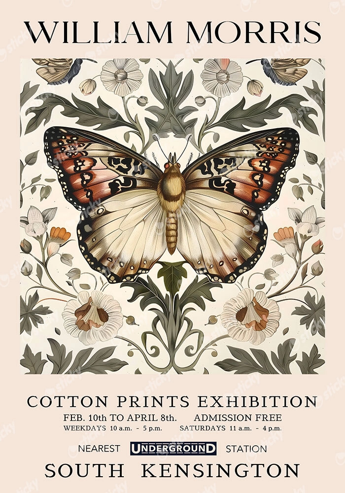 Πινακας σε καμβά WILLIAM MORRIS - BUTTERFLY 17