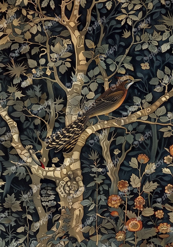 Πινακας σε καμβά WILLIAM MORRIS - DARK FOREST BIRD