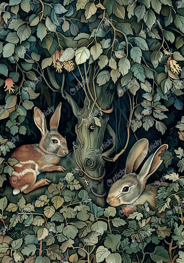 Πινακας σε καμβά WILLIAM MORRIS - DARK FOREST HARE