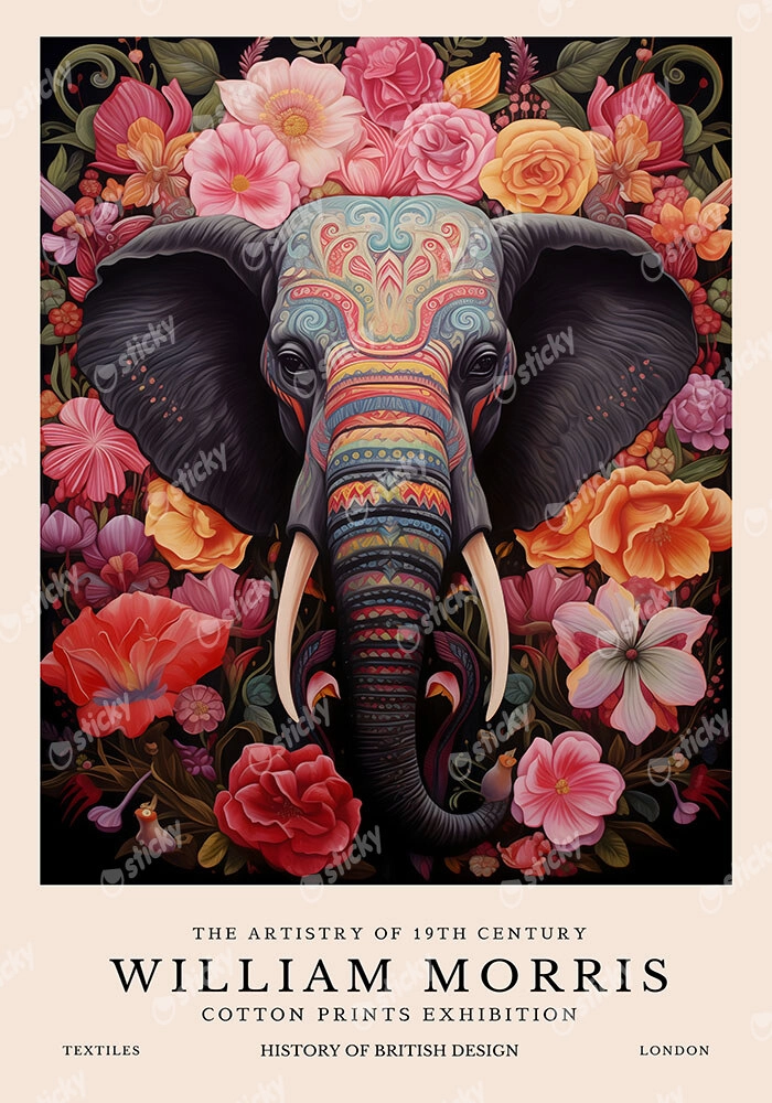 Πινακας σε καμβά WILLIAM MORRIS - ELEPHANT