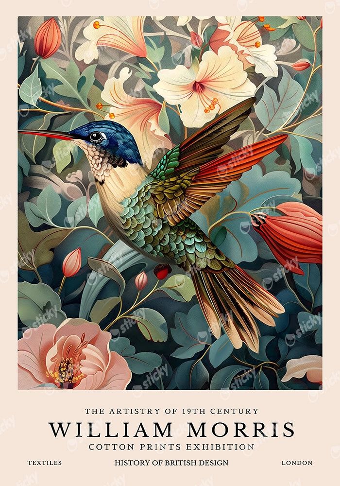 Πινακας σε καμβά WILLIAM MORRIS - HUMMING BIRD 4