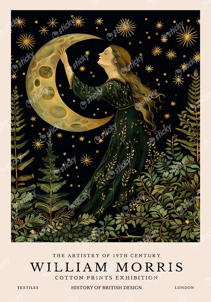 Πινακας σε καμβά WILLIAM MORRIS - MOON AND GIRL